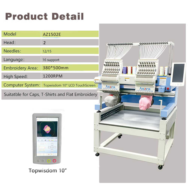 hot-selling two heads embroidery machine AZ1502E